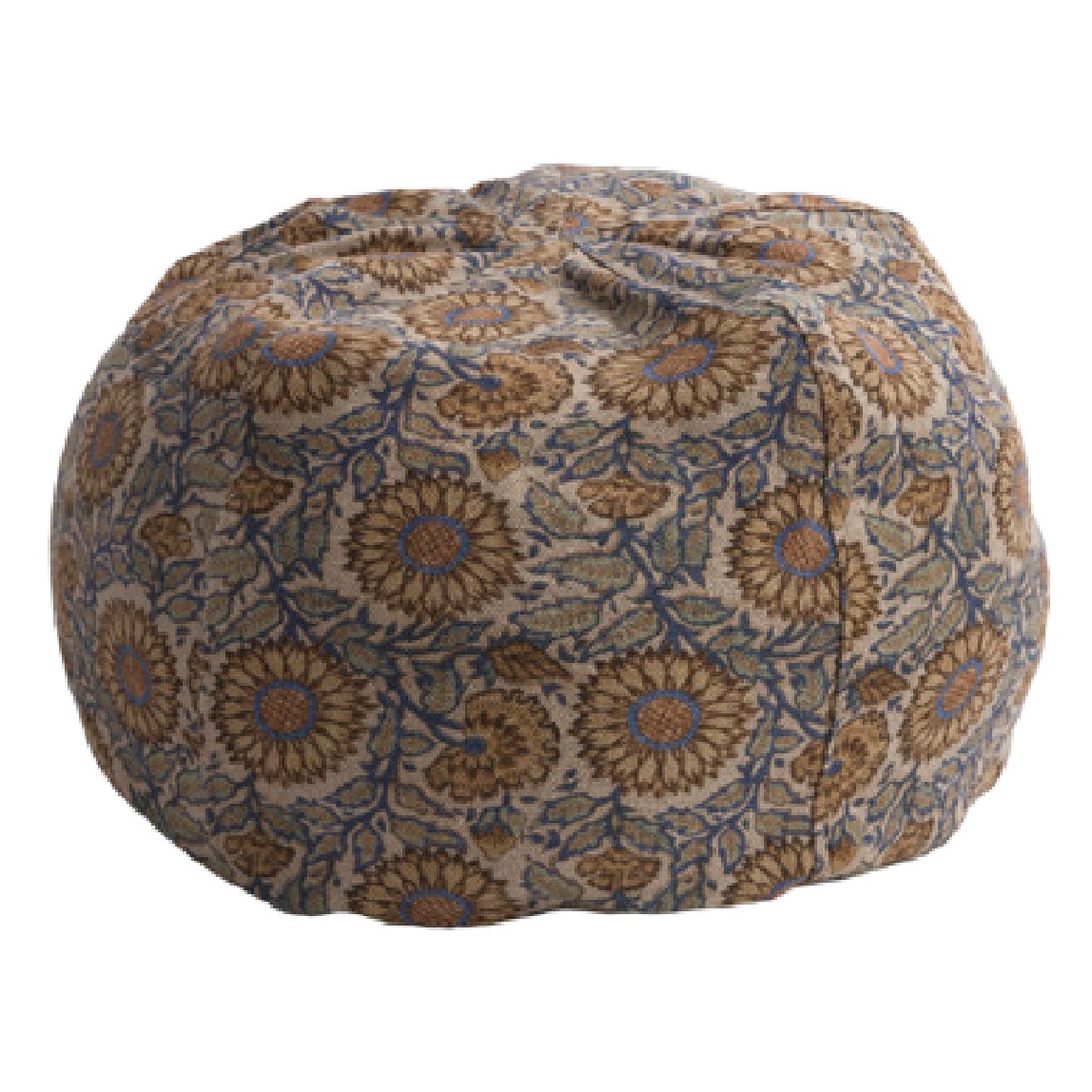 Pouf Bulle Lin Wabi-Sabi Imprimé - les tournesols cobalt