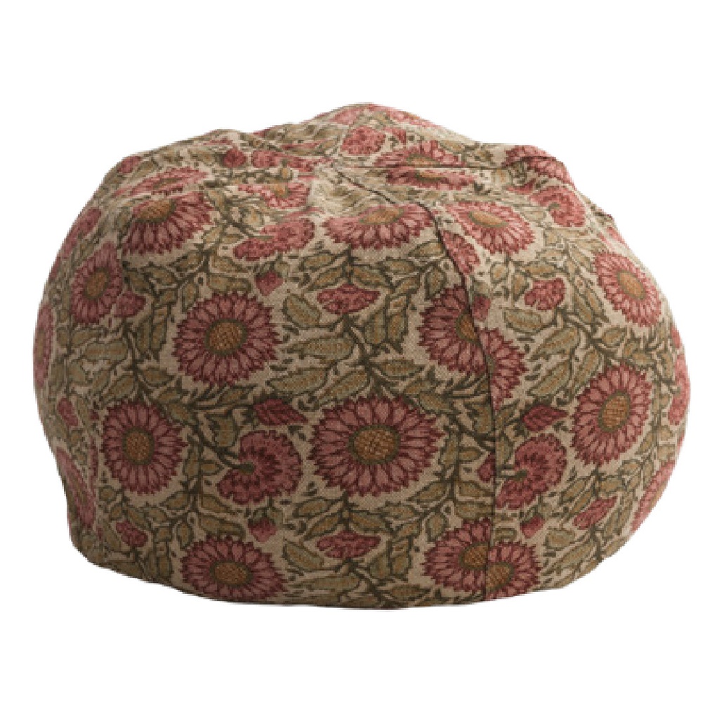 Pouf Bulle Lin Wabi-Sabi Imprimé - les tournesols rose (40 x 60 cm)