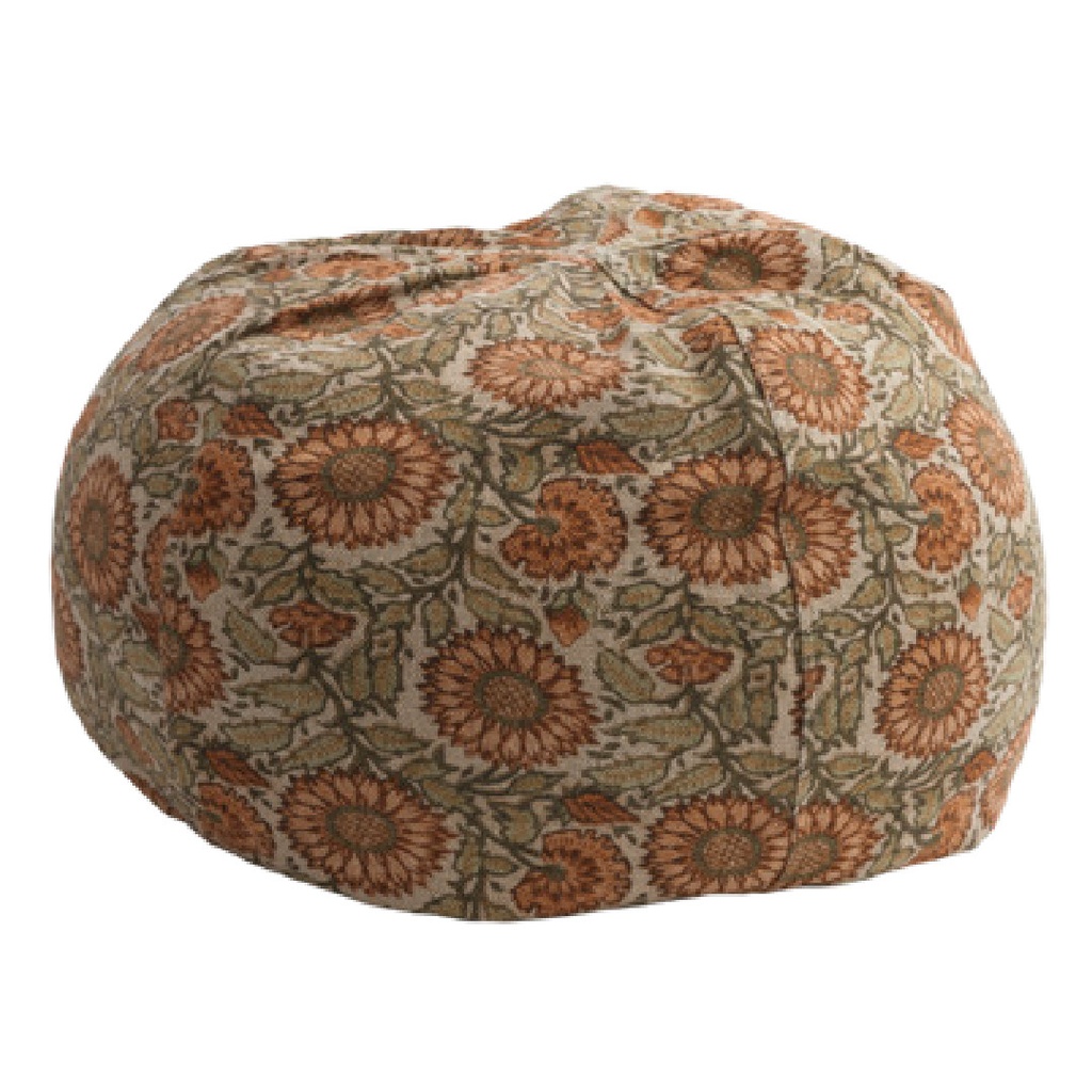 Pouf Bulle Lin Wabi-Sabi Imprimé - les tournesols terracotta (40 x 60 cm)