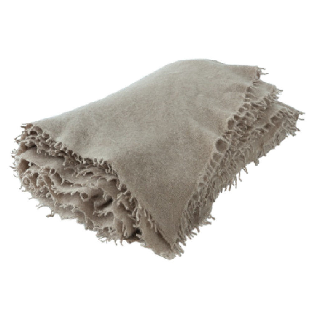 Plaid Frangé Cachemire Tricoté Main - écorce
