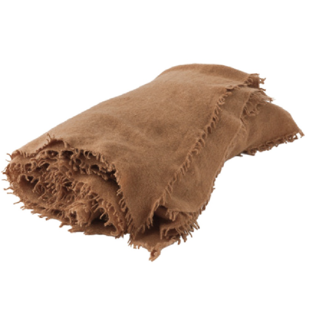 Plaid Frangé Cachemire Tricoté Main - havane