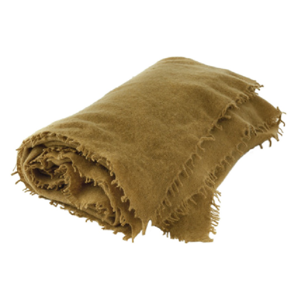 Plaid Frangé Cachemire Tricoté Main - ocre