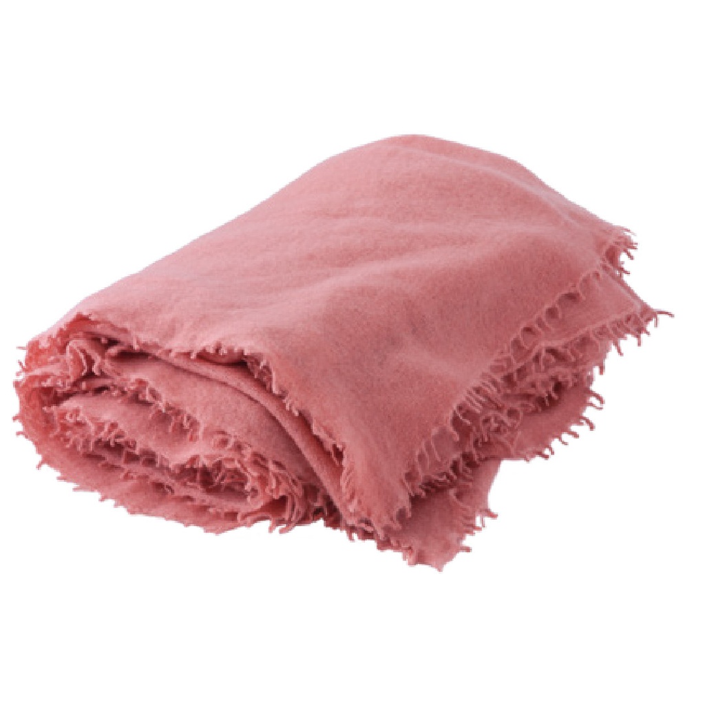 Plaid Frangé Cachemire Tricoté Main - pivoine