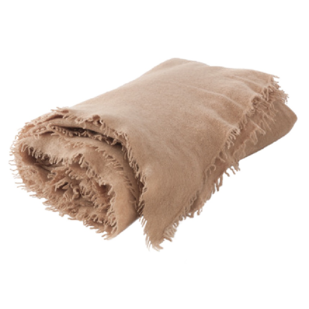 Plaid Frangé Cachemire Tricoté Main - terracotta