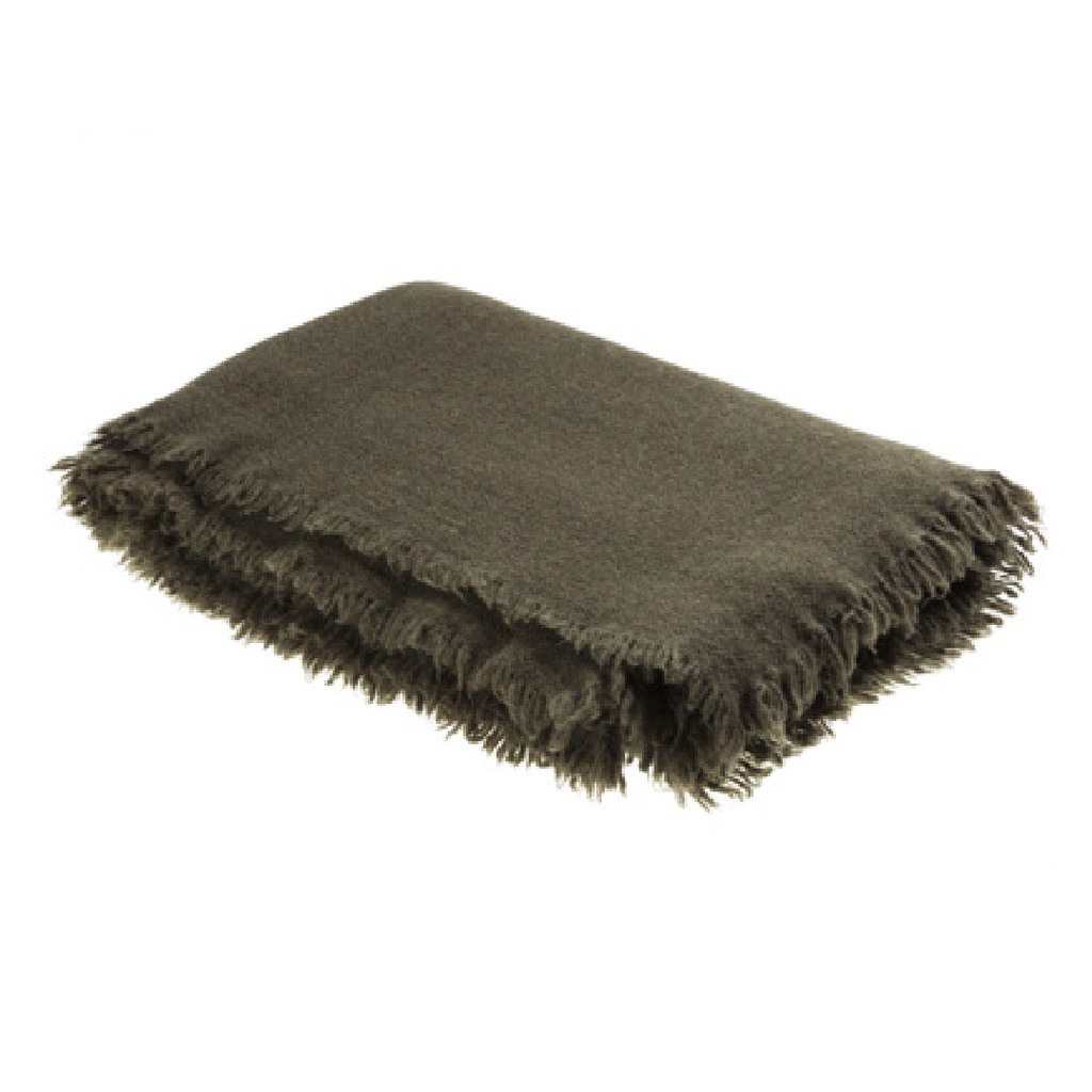 Plaid Frangé Laine Vierge Lavée - crocodile