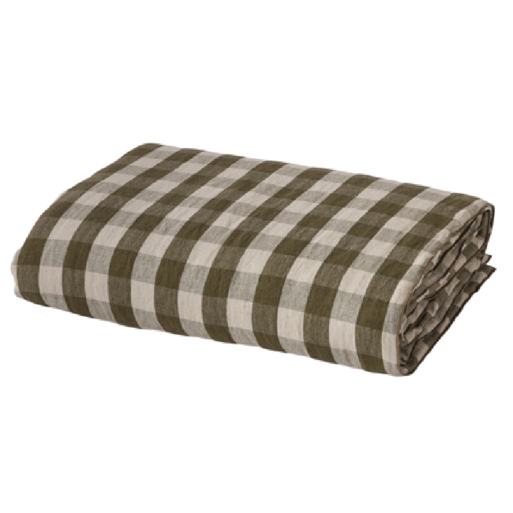 Couette Cocoon Vice Versa Lin Lavé Vichy Cottage - kaki (140 x 250 cm)