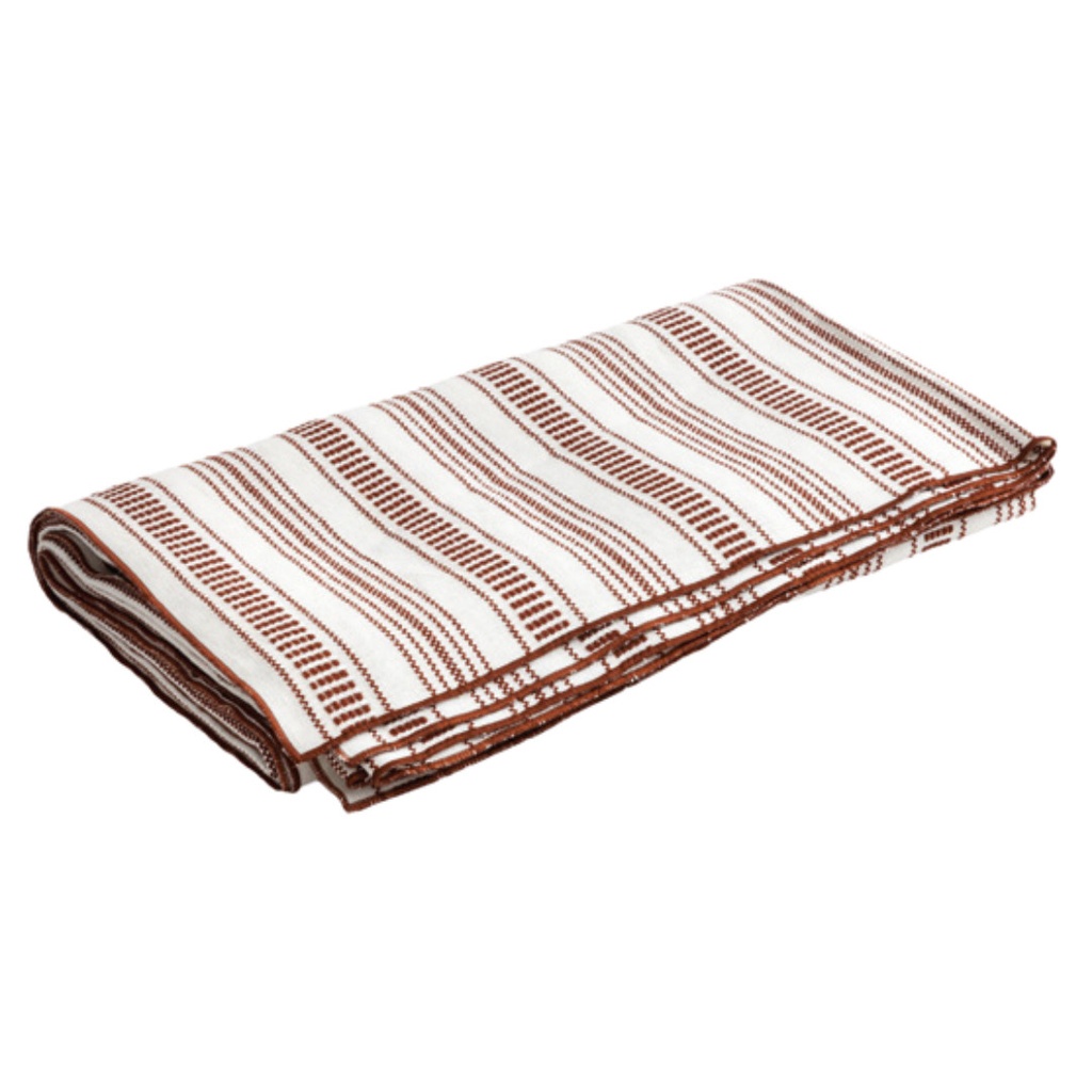 Plaid Vice Versa Toile Brodée Cyclades - rayure fine argile