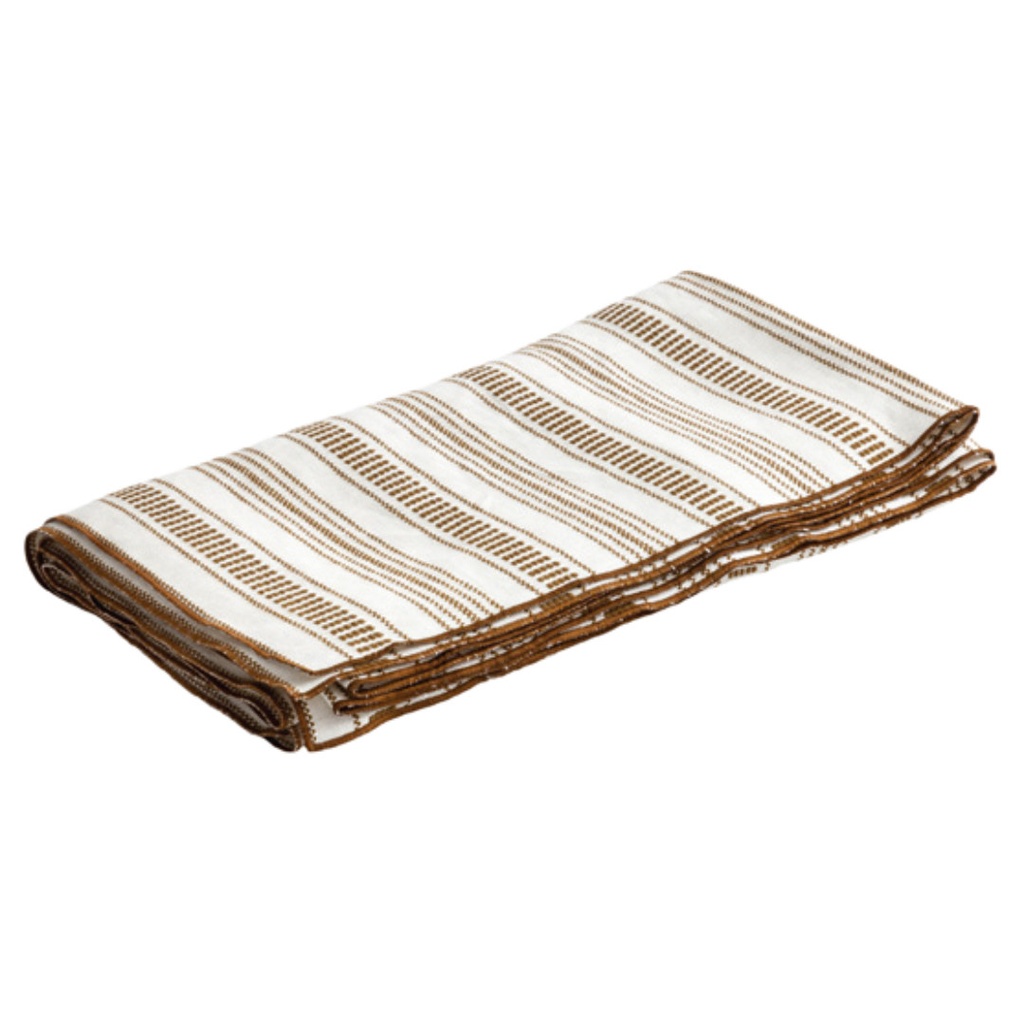 Plaid Vice Versa Toile Brodée Cyclades - rayure fine havane