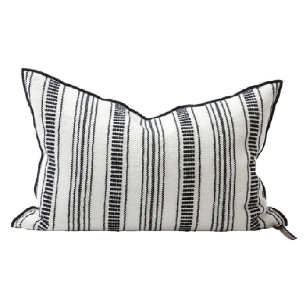 Plaid Vice Versa Toile Brodée Cyclades - rayure fine noire