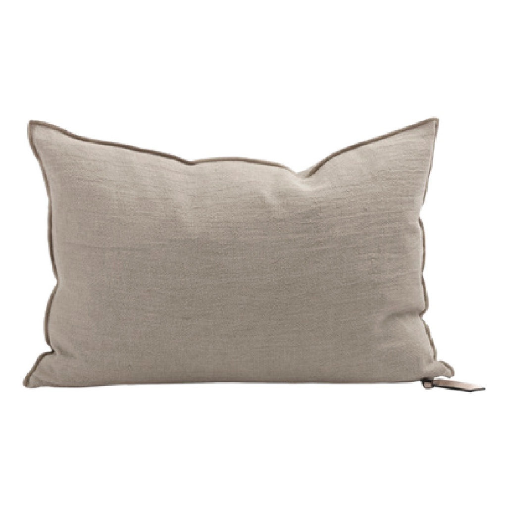Coussin Vice Versa Crépon de Lin Lavé - grège