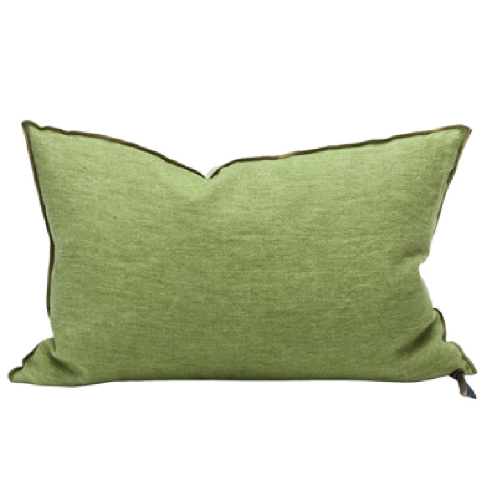 Coussin Vice Versa Lin Lavé Froissé - pomme / givré (65 x 65 cm)