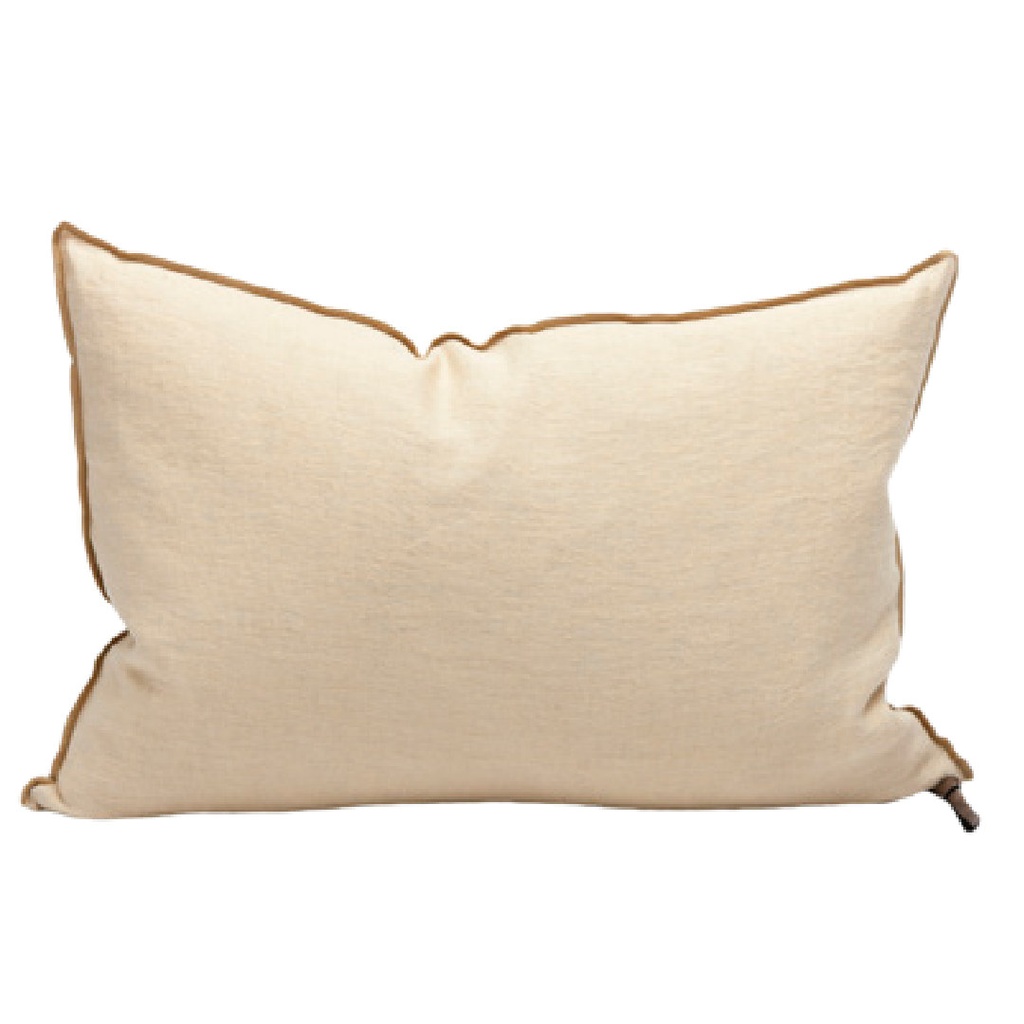 Coussin Vice Versa Lin Lavé Froissé - butter / givré (65 x 65 cm)