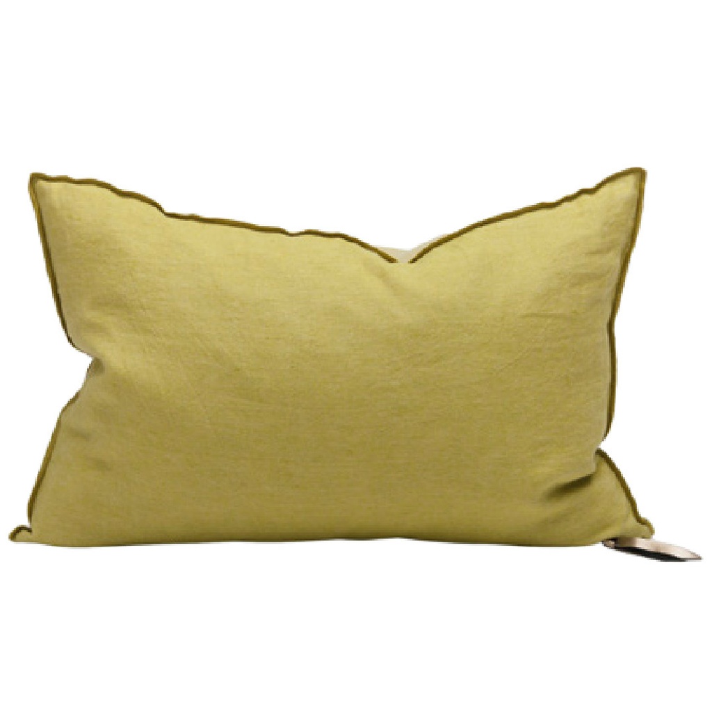 Coussin Vice Versa Lin Lavé Froissé - chartreuse / givré (65 x 65 cm)