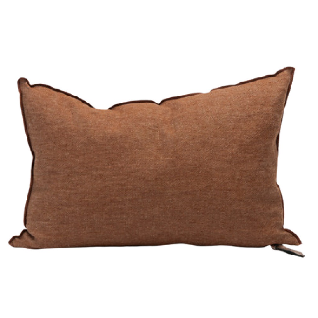 Coussin Vice Versa Lin Lavé Froissé - châtaigne / givré (65 x 65 cm)