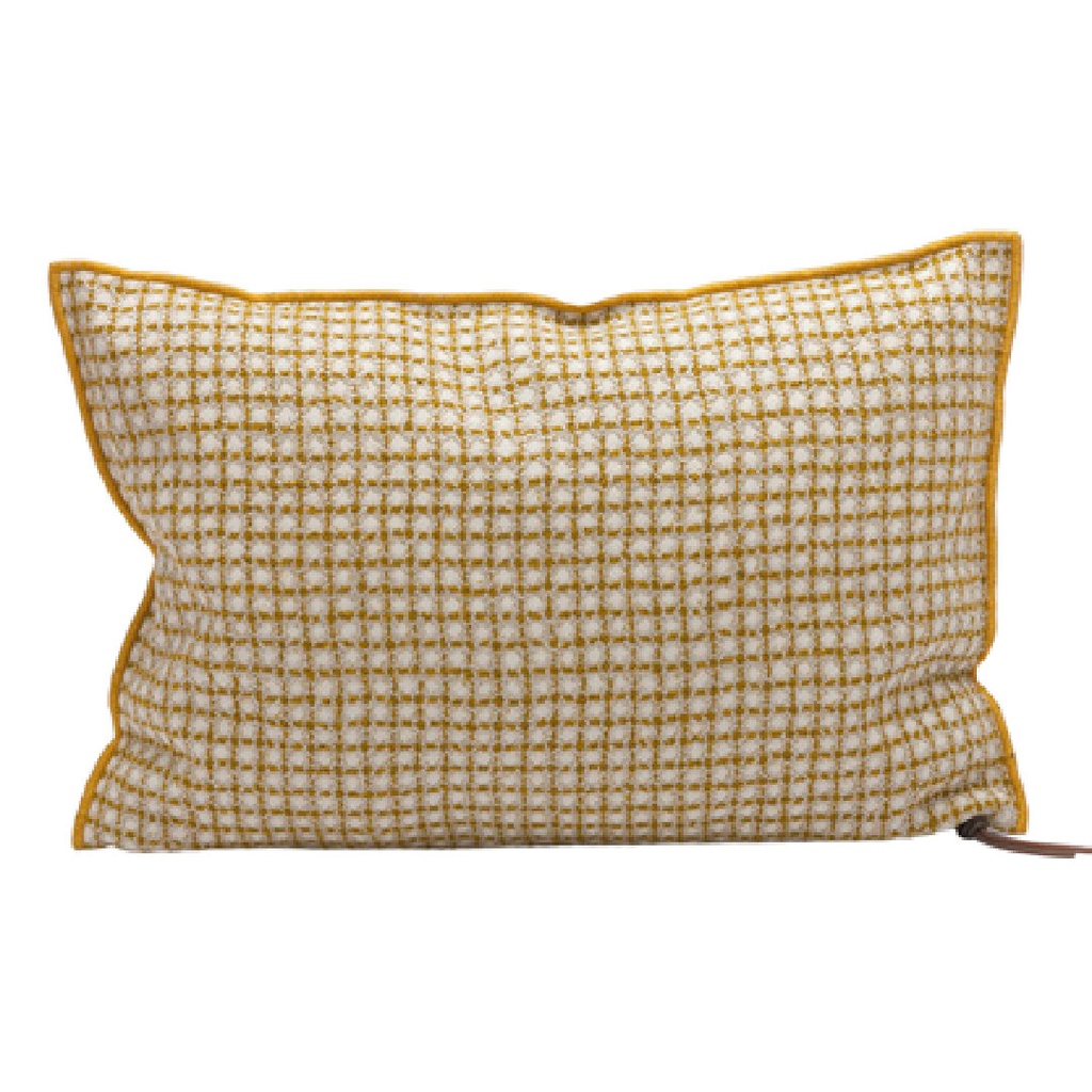Coussin Vice Versa Jacquard Bistrot In & Outdoor - ocre (65 x 65 cm)