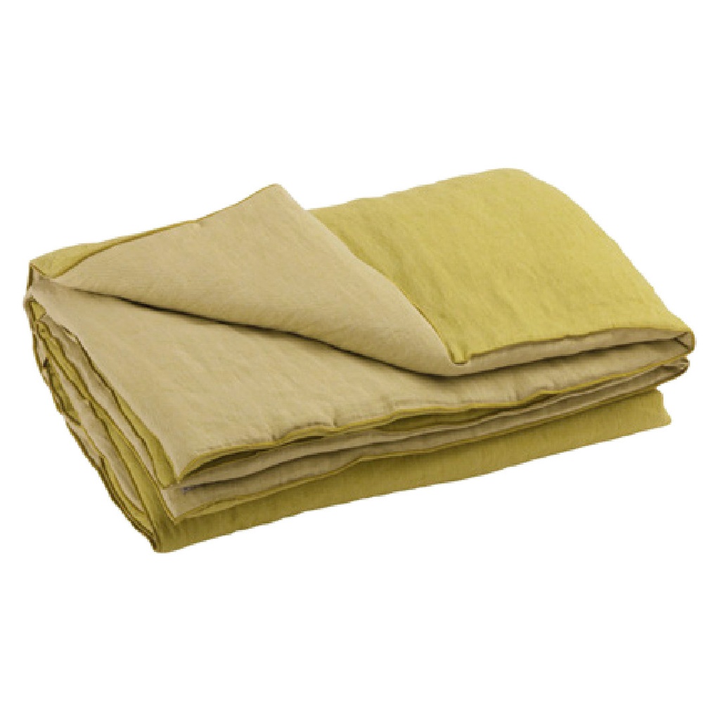 Couette Cocoon Vice Versa Lin Lavé Froissé - chartreuse / givré (140 x 250 cm)