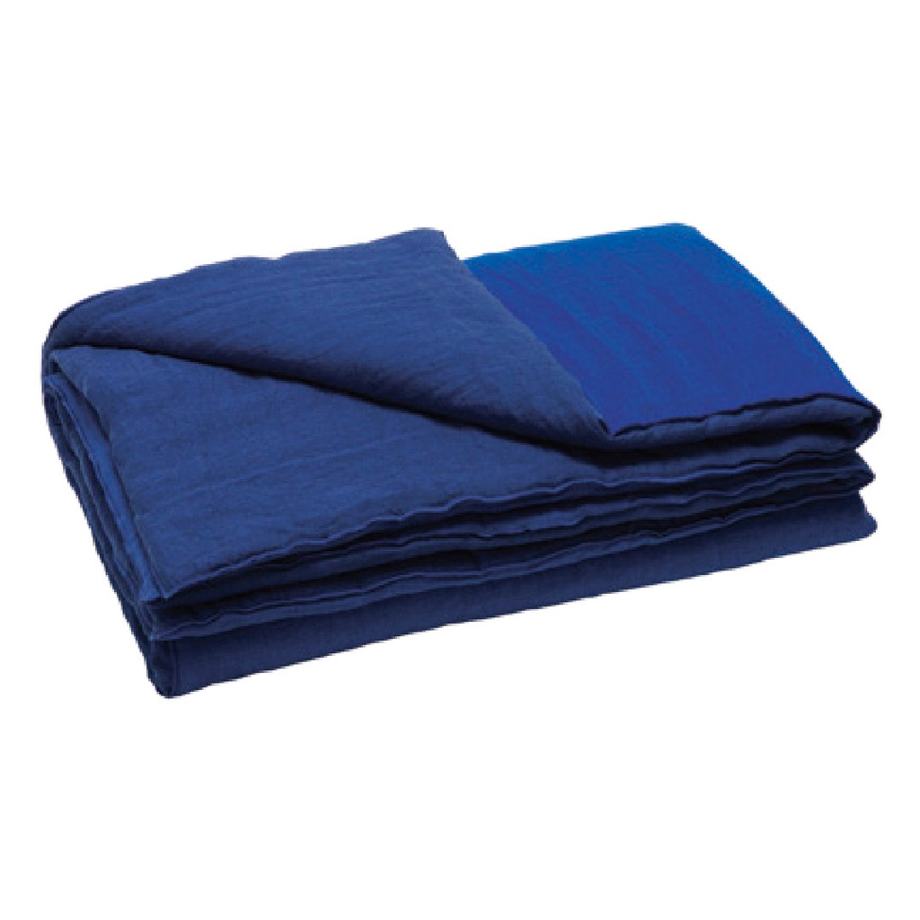 Couette Cocoon Vice Versa Lin Lavé Froissé - cobalt / indigo