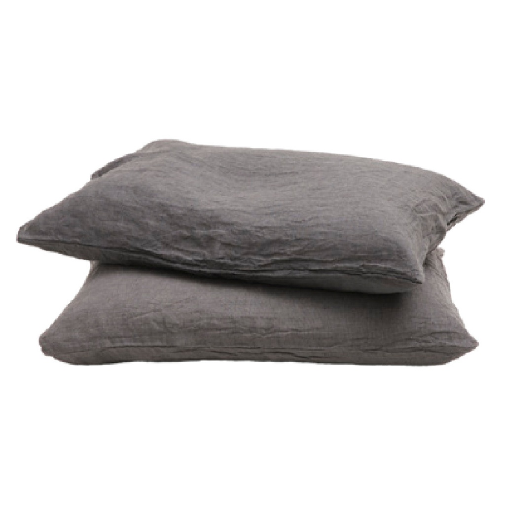 Taie d'oreiller Boho Lin Lavé - anthracite