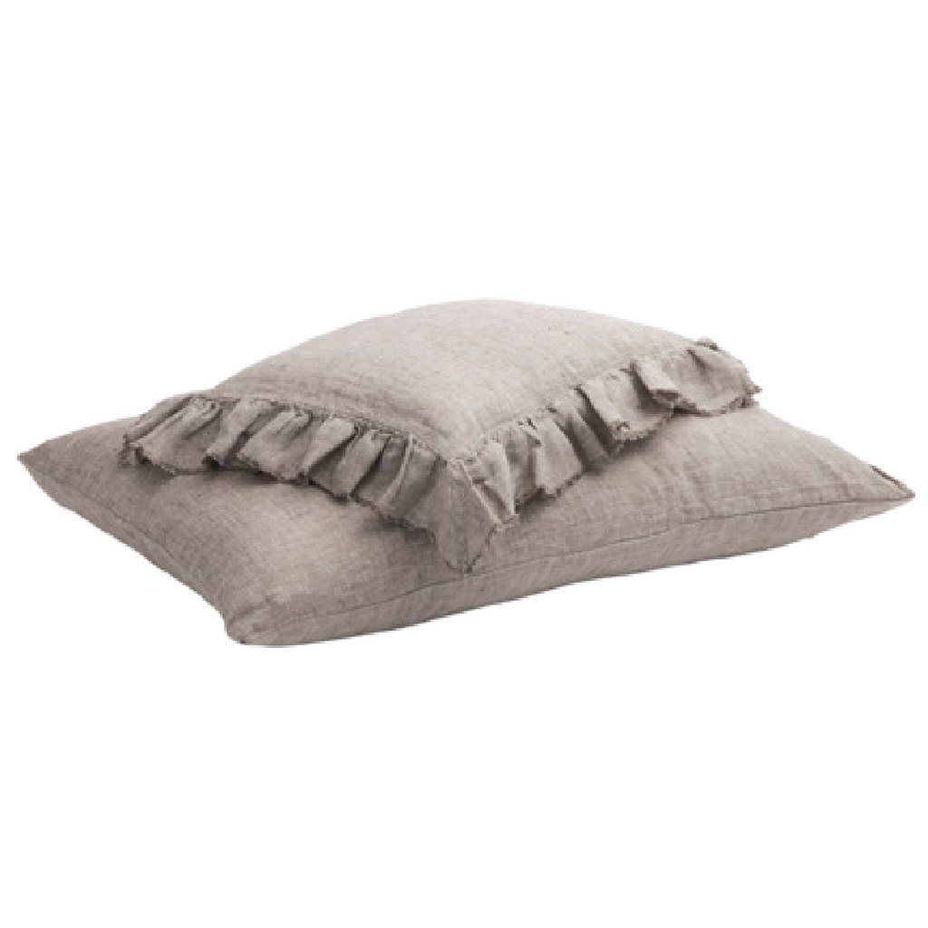 Taie d'oreiller Basic Lin Lavé Shaker - écorce (65 x 65 cm)
