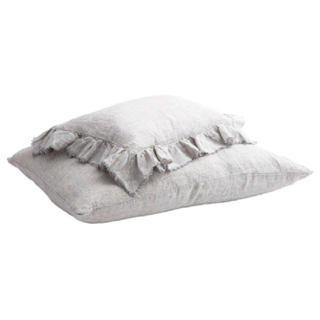 Taie d'oreiller Boho Lin Lavé Shaker - stone (65 x 65 cm)