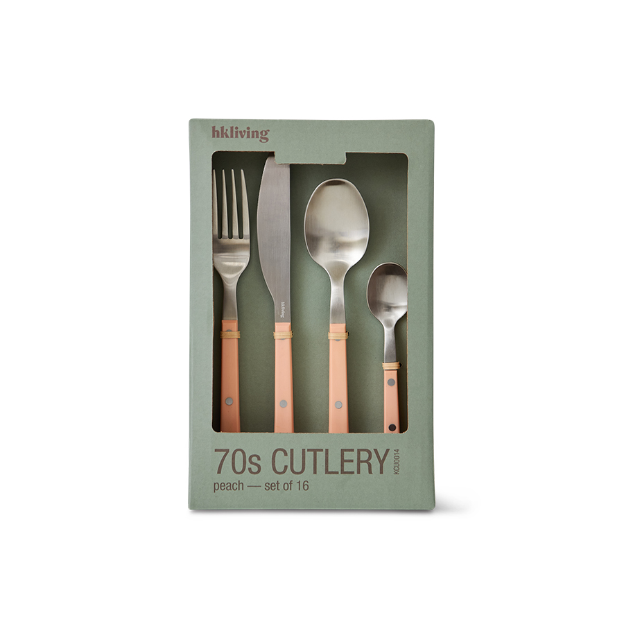 70s Cutlery : ménagère pêche (16 pièces)