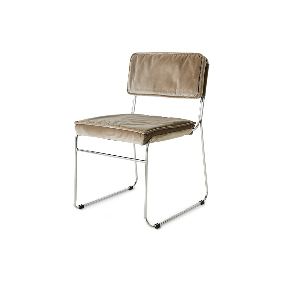 Chaise Endless : velours, dirty chai