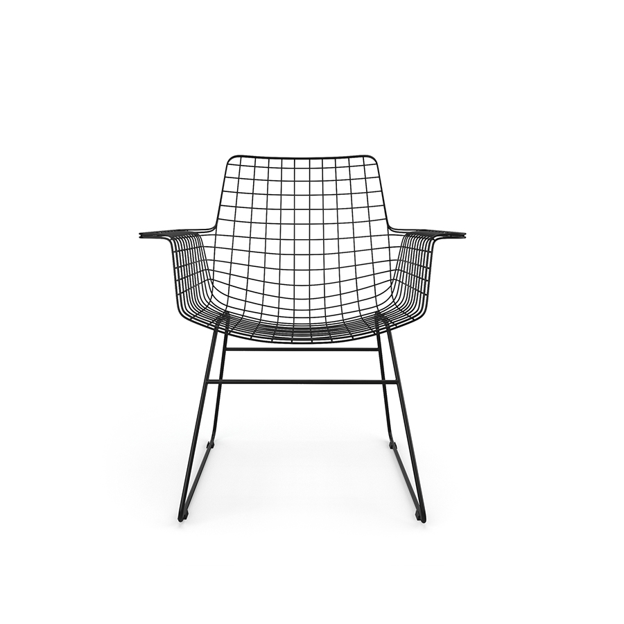 Chaise Wire métal avec accoudoirs, noir