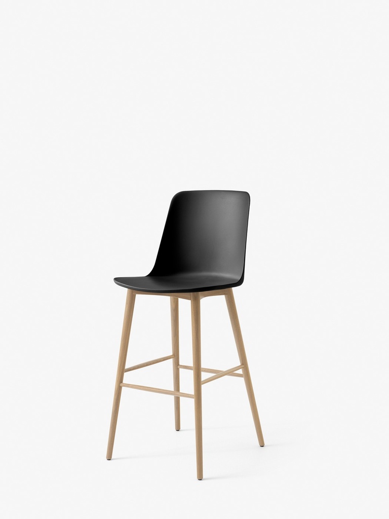 Chaise haute Rely HW133 – hauteur bar, piètement chêne ou noyer