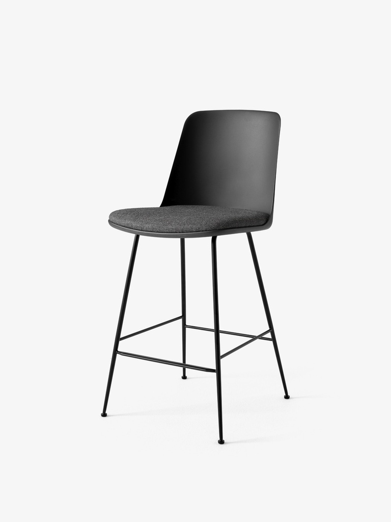 Chaise haute Rely – galette d’assise, piètement tube, hauteur plan de travail ou bar