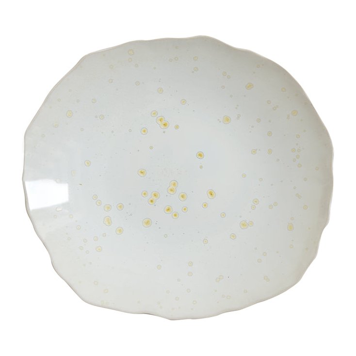 Assiette XL plume nacre