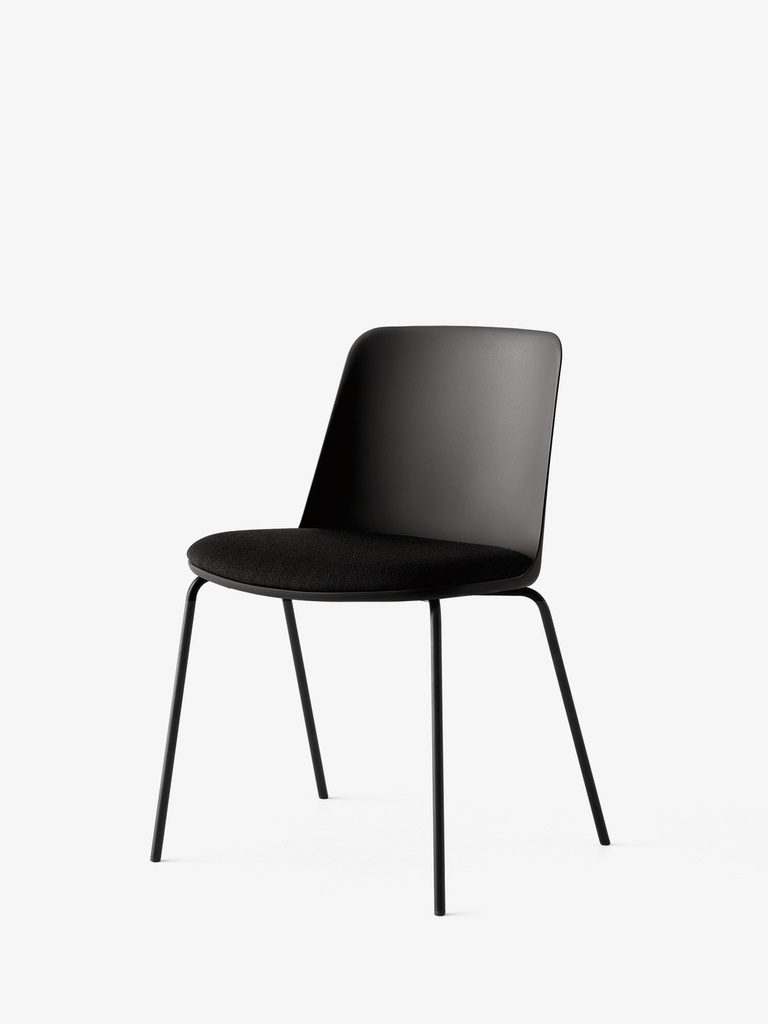 Chaise Rely HW66 – empilable, galette d’assise, piètement tube noir