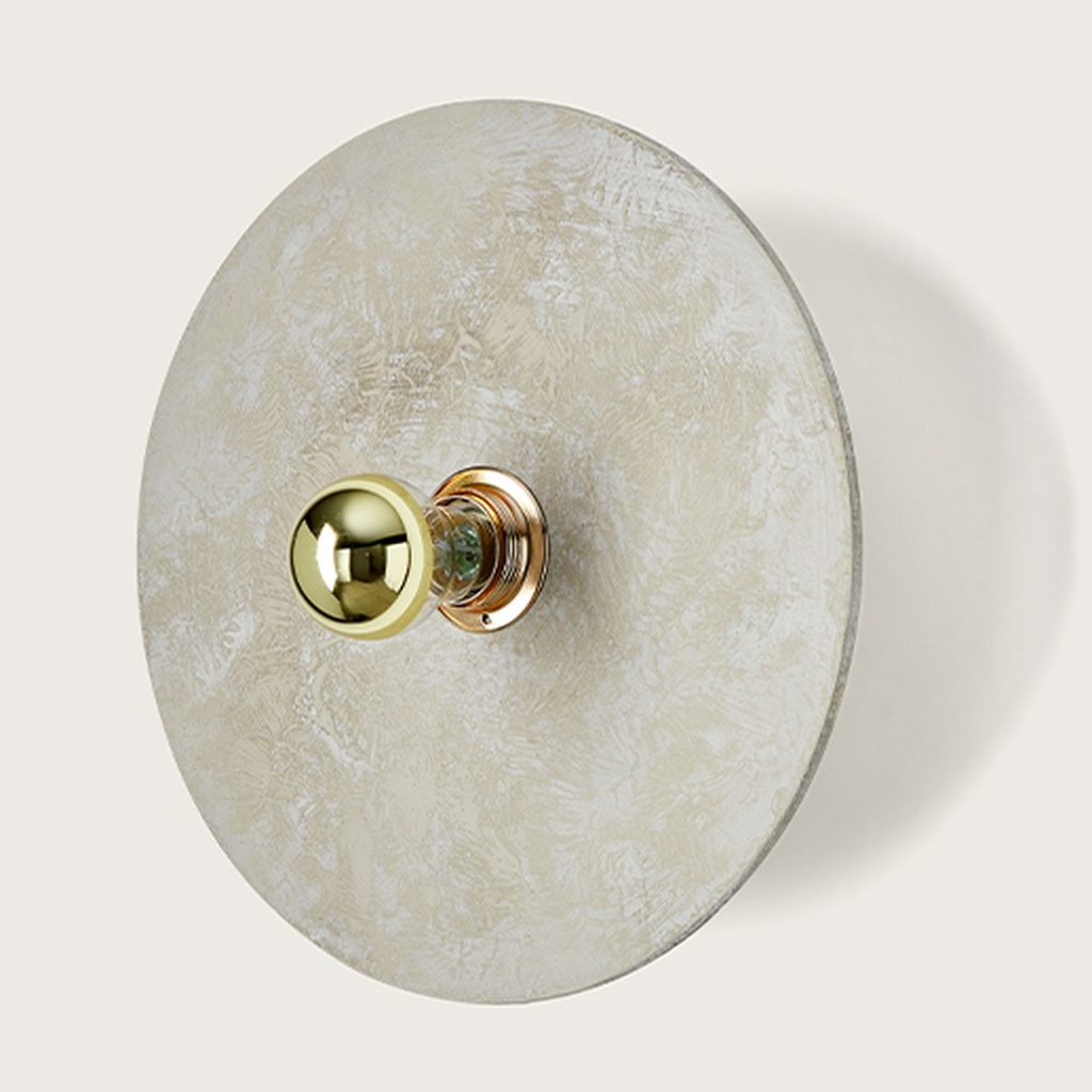 Applique Kassy – disque en céramique grise – laiton brillant