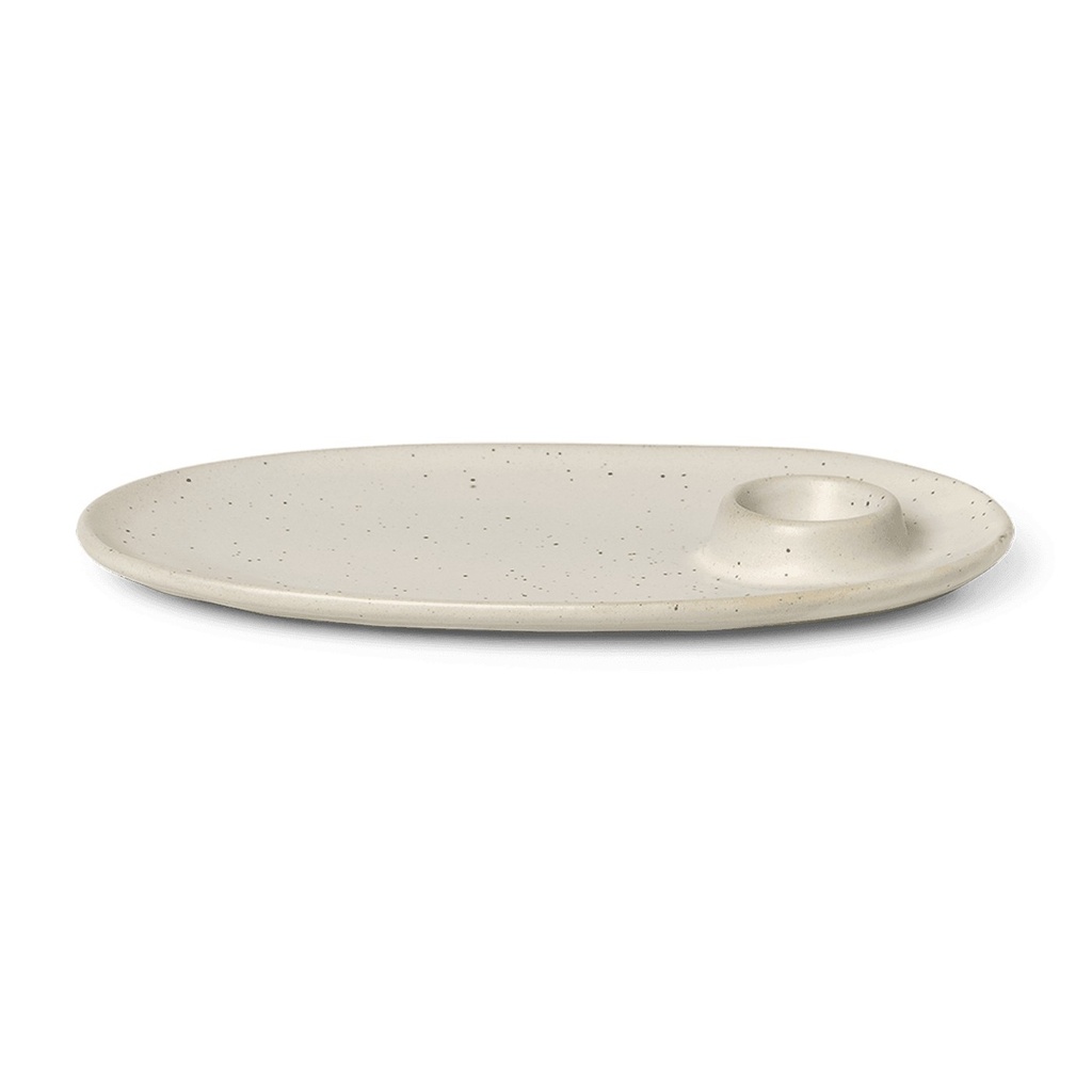 Assiette à petit-déjeuner Flow – blanc cassé moucheté