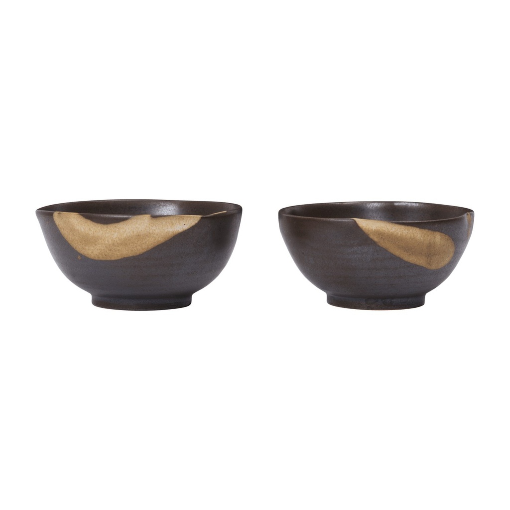 Bols Koyo – marron foncé/chamois – Ø8,5 cm – lot de 2