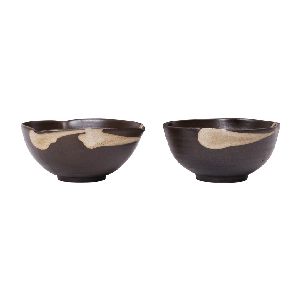 Bols Koyo – marron foncé/chamois – Ø11,5 cm – lot de 2