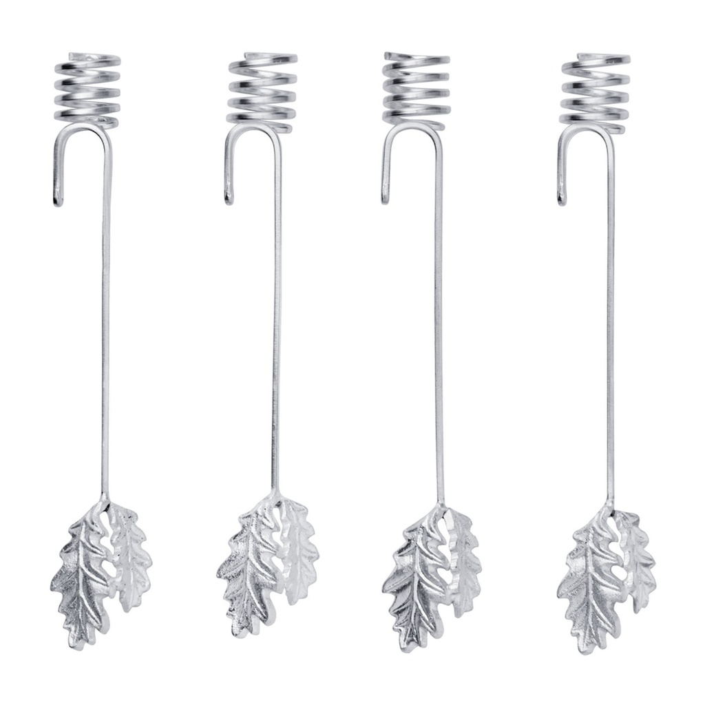 Bougeoirs pour sapin Oak Leaf – argenté – lot de 4