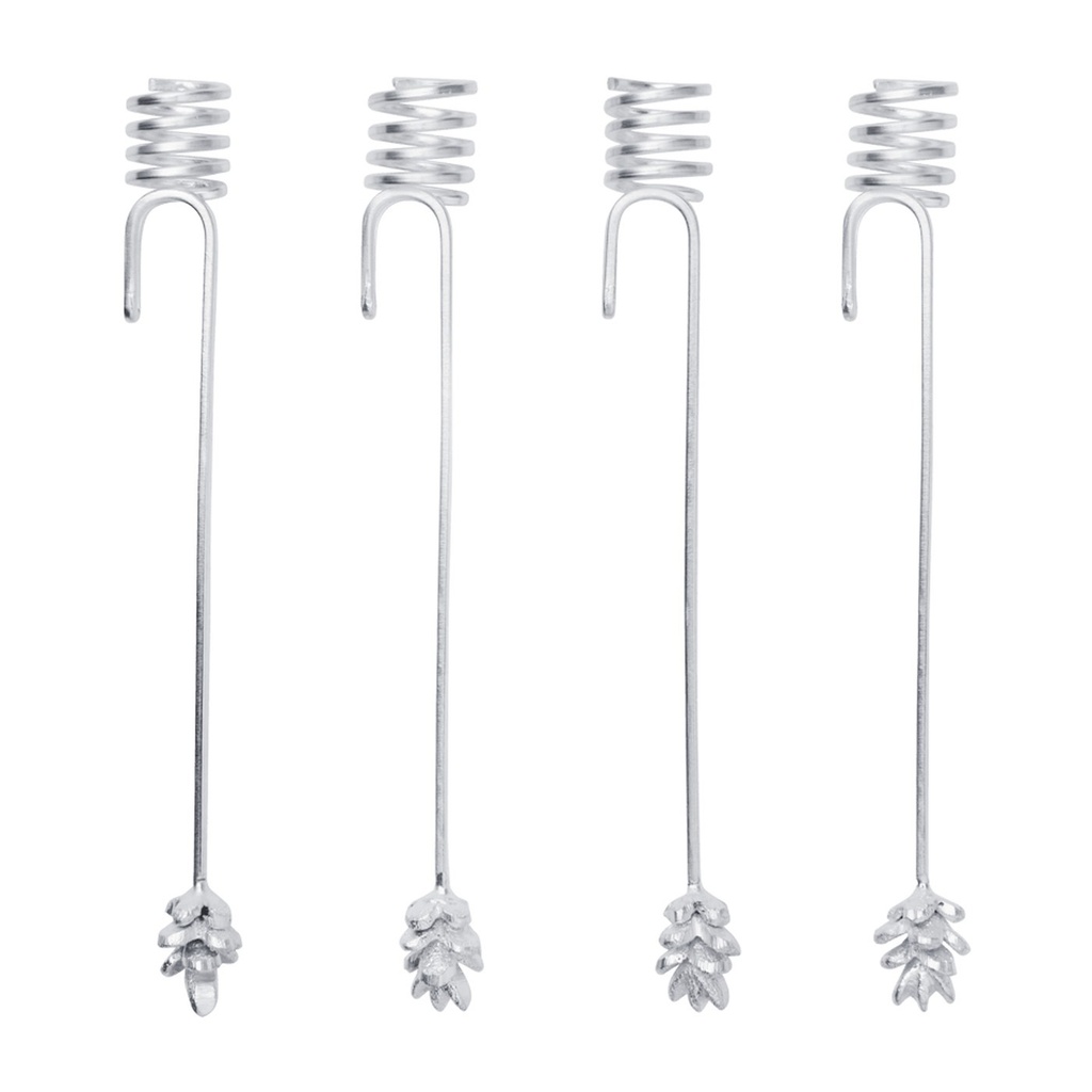 Bougeoirs pour sapin Forest – argenté – lot de 4