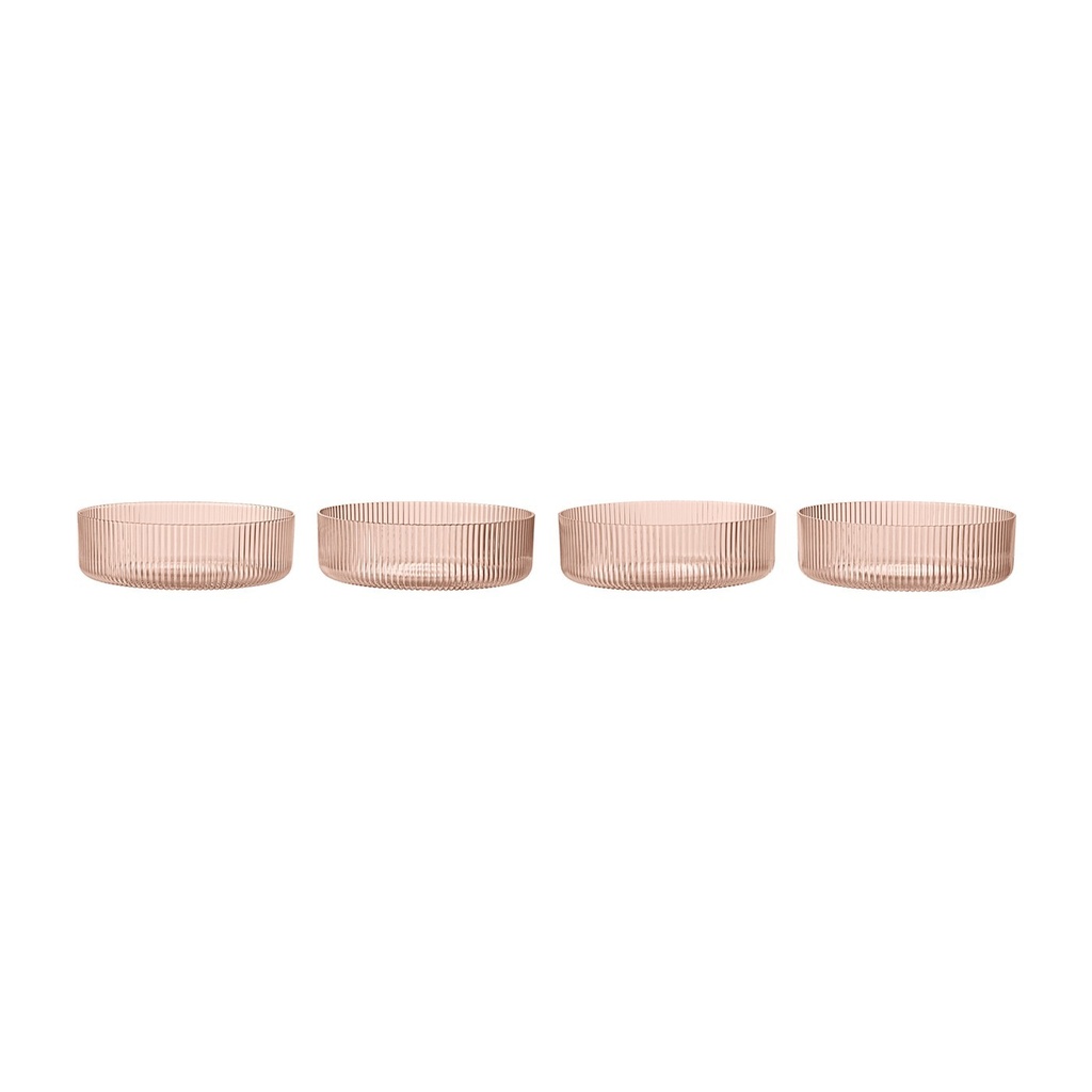 Bols de service Ripple – rose poudré – lot de 4