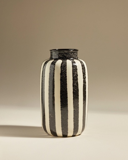[12BIGVASRIV-NOIR] Grand vase décoratif Riviera - noir - d20 x h36 cm