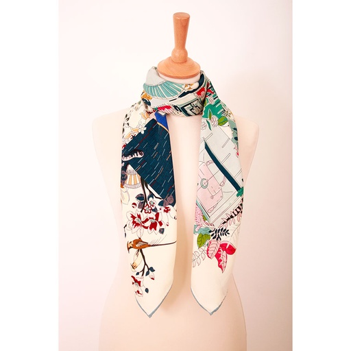 Foulard Elsa laine et soie 110 × 110 cm