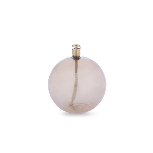 [1266] Lampe à huile ronde – verre champagne, laiton – M Ø 11 cm