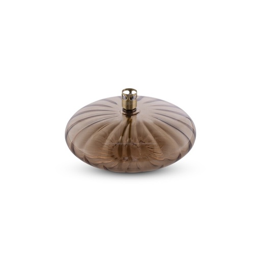 [1147.1] Lampe à huile galet Disc Elegant – verre champagne, laiton – M Ø 14 × 6 cm