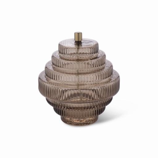 [1306] Lampe à huile Twin – verre champagne, laiton – L Ø 20 × 23 cm