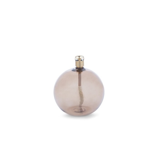 [1265] Lampe à huile ronde – verre champagne, laiton – S Ø 9 cm