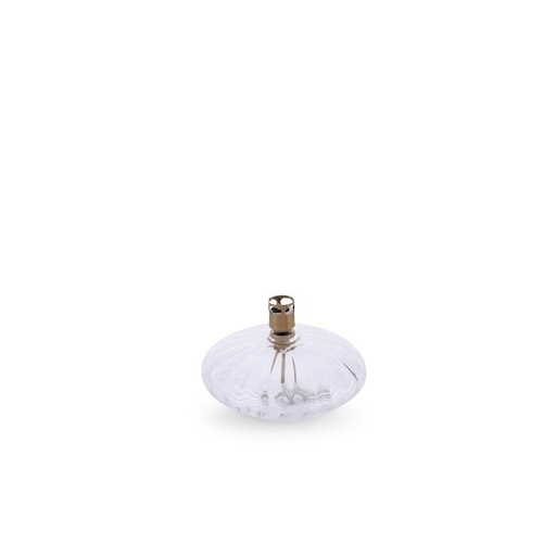 [1220] Lampe à huile galet Disc Elegant – verre clair, laiton – S Ø 10 × 5 cm