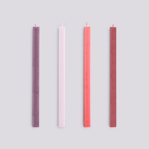 [AE729-F430] Lot 4 bougies Square – rouge & bordeaux – h24