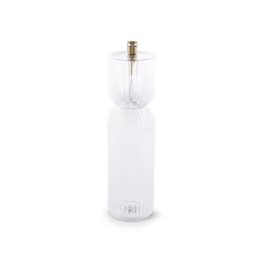 [1178] Lampe à huile Ribelle – verre clair, laiton – M Ø 8 × 30 cm