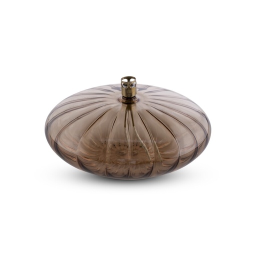 [1148.1] Lampe à huile galet Disc Elegant – verre champagne, laiton – L Ø 18 × 9 cm