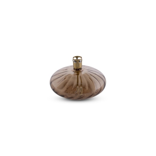 [1146.1] Lampe à huile galet Disc Elegant – verre champagne, laiton – S Ø 10 × 5 cm