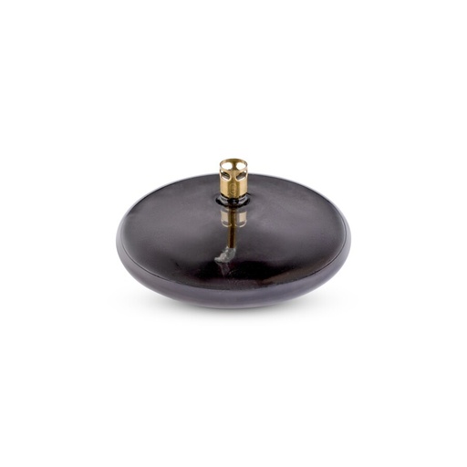 [1153] Lampe à huile galet Disc – verre fumé, laiton – M Ø 14 × 6 cm